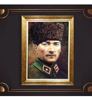 Özel Seri Paspartulu Çerçeveli Atatürk Tablo l777 (Gold)