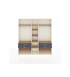 Arges Dolap 11 Raflı 4 Çekmeceli 2 Askılı 220x30x243 Aytaşı-Çam/Antrasit