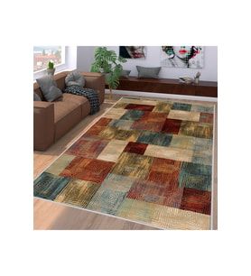Rovigo Home Dijital Baskı Yıkanabilir Kaymaz Taban Salon Halısı RVG1159 100x150 cm (Kahverengi)