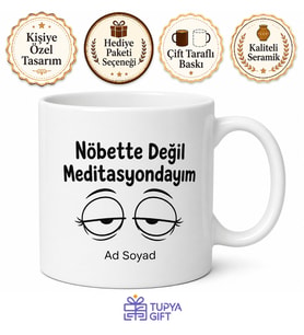 Mesaide Uyuyan Arkadaşa Gözü Yarı Açık Nöbetçi Esprili Kupa Bardak Hediye