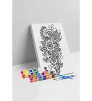 Çiçek Şal Desenli Mandala Tuval Boyama Seti 40x50 cm