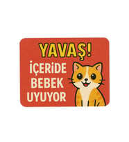 Yavaş İçeride Bebek Uyuyor! Araba ve Buzdolabı Magneti Kedi Figürlü (Standart)