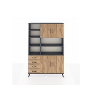 Arges Gardrop 9 Raflı 4 Çekmeceli 4 Kapaklı 132x30x195 Antrasit-Çam