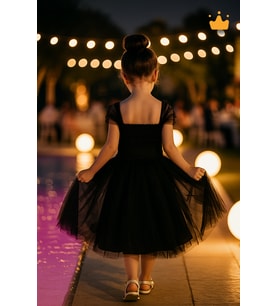1-5 Yaş Wednesday Dress Black Swan Katlı Tül Detay Kız Bebek Çocuk Siyah Abiye Elbise 2020