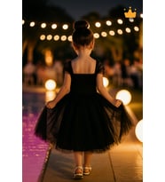 1-5 Yaş Wednesday Dress Black Swan Katlı Tül Detay Kız Bebek Çocuk Siyah Abiye Elbise 2020