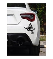 Üç Kelebekler Çıkarılabilir Su Geçirmez Oto Sticker Siyah 15*17 Cm