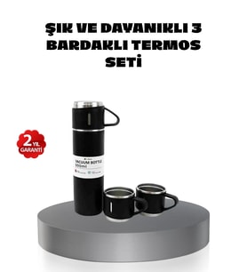 500 Ml Paslanmaz Çelik Termos Seti – Sızdırmaz, Vakumlu, Isı Koruma Özellikli, Taşınabilir Termos