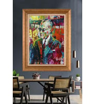 Altın Varaklı Çerçeveli Paspartulu Atatürk Tablo nh462 (Gold)