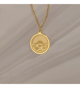 Kişiye Özel 925 Ayar Gümüş Zarif Dalga Model Kolye (Gold)