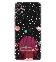 Samsung Galaxy A04E Kılıf Resimli Desenli Baskılı Silikon Space Woman 1311