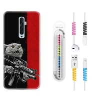 Oppo Reno 2Z 4 Lite 4 Pro 5 6 7 A31 Kılıf Kablo Koruma Spiral Silikon Çılgın Kedi 1674