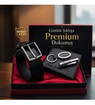 İsme Özel Hakiki Deri Erkek Hediye Seti - Cüzdan Kemer Clipper Çakmak Anahtarlık Lüks Hediye Seti - Sevgiliye Eşe Babaya Arkadaşa Hediye