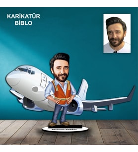 KİŞİYE ÖZEL ERKEK PİLOTTASARIMLI KARİKATÜR BİBLO B69