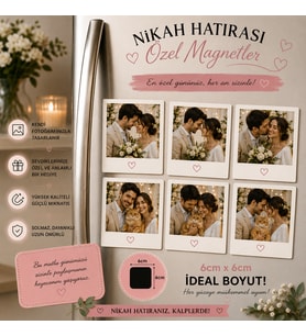 6'lı Polaroid Magneti Nikâh Hatırası Kişiselleştirilebilir Anı Hediye Seti