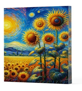Van Gogh 4 - Ayçiçekleri Çizgili Yan Boyamalı Defter