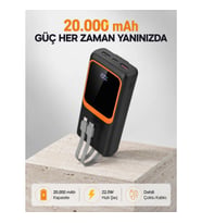 Mey İthalat® Powerbank 20000 mAh 22.5W Hızlı Şarjlı ve Kompakt Çoklu Kablo Çıkışlı