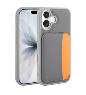 Apple iPhone 16 Uyumlu Kılıf Kartlıklı Zore X-Kart Silikon Kapak (Koyu Gri)