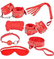 Pretty Love Kırmızı 8 Parça Yatak Esaret Seti Peluşlu Fantezi Set