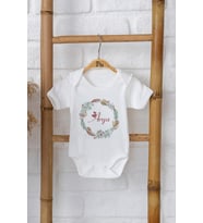 Pia Baby Premium %100 Pamuk İsme Özel Organik Baskılı Çıtçıtlı Bebek Body Zıbın Modelleri 5017-16 (Ekru)