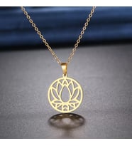 Kişiye Özel 925 Ayar Gümüş Lotus Çiçeği Kolye (Gold)