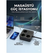 MCG  AKIM KORUMALI Avrupa Soket Kartı Tip-C Usb 2 m Uzatma Kablosu Emniyet Anahtarı ile