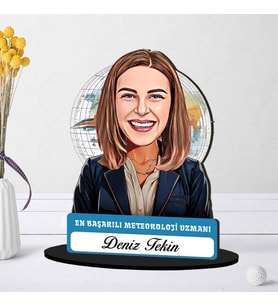 Kişiye Özel Kadın Meteoroloji Uzmanına Hediye Karikatürlü Biblo