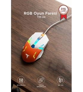 Torima Oyuncu Mouse Rgb Aydınlatma Kablolu Gaming Mouse TM24 Beyaz