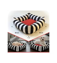 Renkli Zebra Desenli Yıkanabilir Kedi Köpek Yatağı 50x50 cm