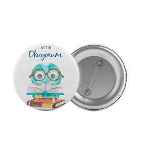 Artık Okuyorum Çanta Rozeti 20 Adet En Büyük Boy 5.8cm İğneli Broş
