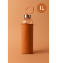 1000 ml H2O Deri Kılıflı Cam Matara