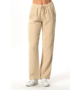 Beli Lastikli Multi Çift Cepli Müslin Kadın/Erkek Unisex Yazlık Pantolon Vizon Vzn