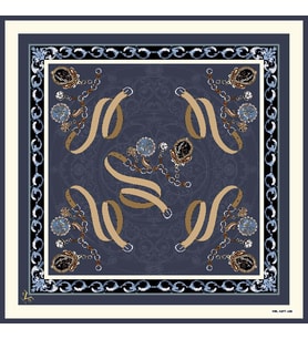 Kemer Zincirli Desen Black Seri Twill Eşarp Eşarp Askısı ile Birlikte 90x90 cm L