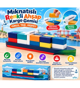 Mıknatıslı Renkli Ahşap Kargo Gemisi