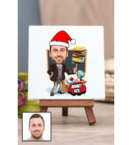 Erkek Öğretmene Kişiye Özel Yılbaşı Hediyesi Karikatürlü Masa Dekoru