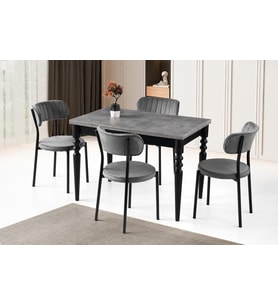 Didim Beta Açılır Mutfak Masa Sandalye Takımı 80x120 (Siyah)