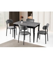 Didim Beta Açılır Mutfak Masa Sandalye Takımı 80x120 (Siyah)
