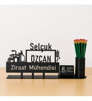 Ziraat Mühendisi Masa İsimliği - Kişiye Özel, Mesleklere Özel İsimlik - Metal Ofis İsimliği, Kalemlik ve Kartlık Seti- Yeni İş, Terfi Hediyesi