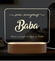 Kişiye Özel Baba LED Gece Lambası – İsim Yazılı Baba Hediyesi - Babalar Günü Hediyesi - Babaya Doğum Günü Hediyesi