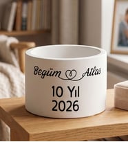 Kişiye Özel Doğumgünü Yıldönümü Özel Günler İçin İsimli ve Tarihli Dekoratif Beton Saksı