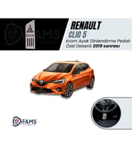 Renault Clio 5 2019> Özel Desenli Krom Ayak Dinlendirme Pedalı Ayak Dayama Pedalı