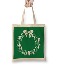 Monkey Island Christmas Wreath Pattern Bez Çanta Uzun Saplı