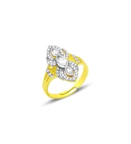 Gümüş altın yaldızlı markiz kesim zirkon taşlı özel tasarım ayarlamalı yüzük SGTL12692GOLD (Altın Rengi)