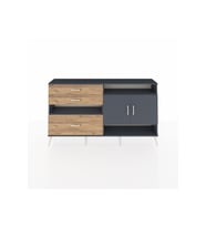 Arges Konsol 4 Raflı 3 Çekmeceli 2 Kapaklı 176x30x99 Antrasit-Antrasit/Çam