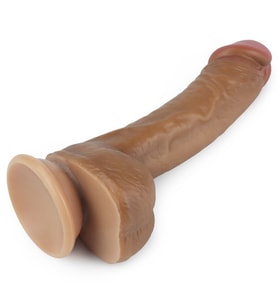 Güçlü Vantuz Sayesinde Sabitlenebilir Yumuşak Dokulu Çift Katmanlı 20 Cm Kemerli Penis