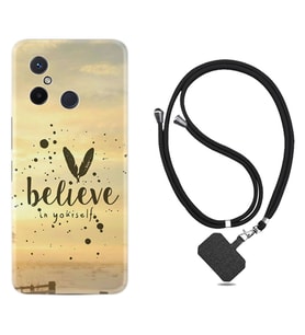 Xiaomi Redmi 12C Kılıf Resimli Boyun Askılı İpli Desenli Silikon Belive in Yourself 1316