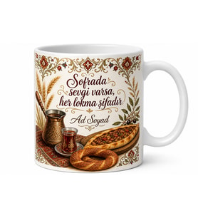 Anadolu Sofrası Temalı Kişiye Özel Kupa Bardak İsimli Hediye