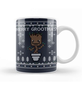 Guardians Of the Galaxy Merry Grootmas Christmas Knit Pattern Kupa Bardak Porselen