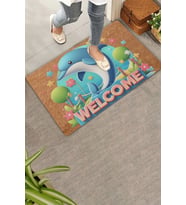 Valerine Life Sevimli Yunus Balığı ve Yıldızlı Welcome Kapı Önü Paspası 45x70cm