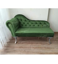 Dekoratif Bihter Koltuk Josefin Puf 120 cm Gümüş Ayak (Yeşil)