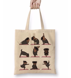 Rottweiler Yoga Rotfaydır Pug Köpek Yoga Bez Çanta Uzun Saplı